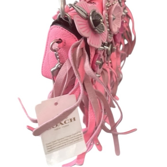 Coach 1941 Dinky 15 Wild Tea Rose Fringe Crossbody Bag NWT Ltd Ed Pink Leather - Picture 4 of 16